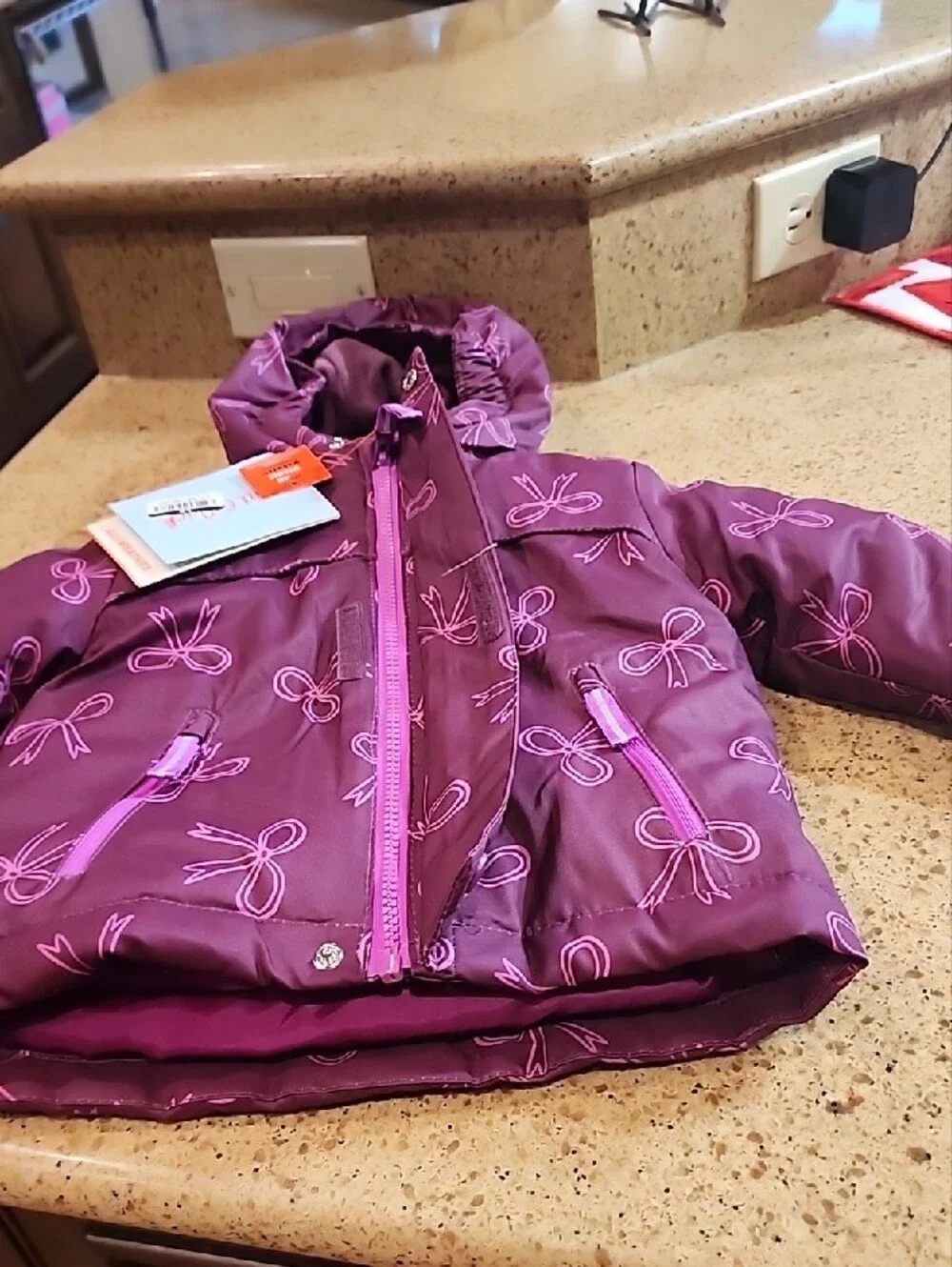 NWT GIRL'S 18 MNTH CAT AND JACK 3 IN ONE HOODED COAT.